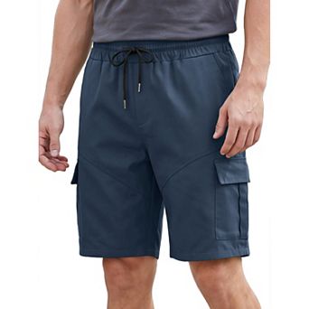 Men's Summer Drawstring Waist Multi-Pockets Workout Gym Running Cargo Shorts
