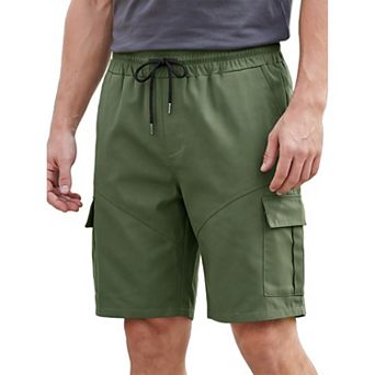 Men's Summer Drawstring Waist Multi-Pockets Workout Gym Running Cargo Shorts