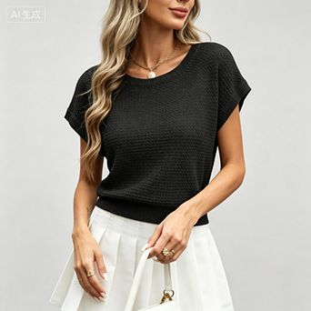 Women's Hollow Out Round Neck Knit Top Fashion Business Casual Vest