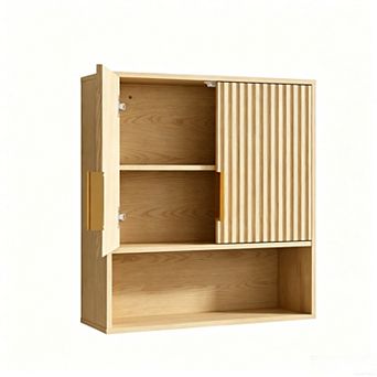 Modern Fluted Bathroom Wall Cabinet for Organized Storage, Adjustable Shelf for Entryway Laundry