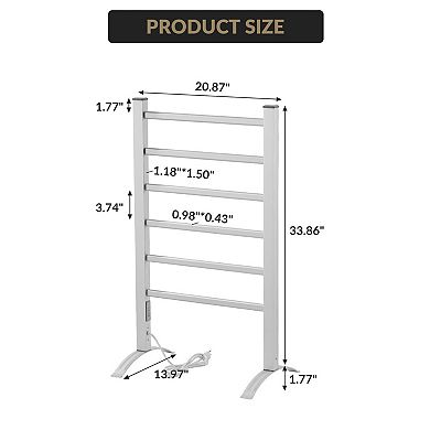 Electric Towel Warmer with Timer, Wall or Floor Standing for Bathroom
