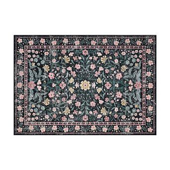 Washable Area Rugs Vintage Area Rug Non Slip Low Pile Boho Distressed Retro Carpet for Living Room