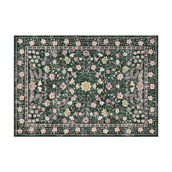 Washable Area Rugs Vintage Area Rug Non Slip Low Pile Boho Distressed Retro Carpet for Living Room