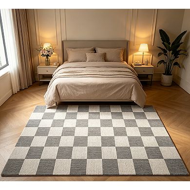 Modern Rugs for Living Room Washable Checkered Floor Mat Foldable Geometric Bedroom Carpet