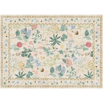 Washable Floral Area Rug for Living Room Bedroom Dining Room Non-Slip mark Resistant Floor Rug