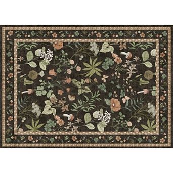 Washable Floral Area Rug for Living Room Bedroom Dining Room Non-Slip mark Resistant Floor Rug