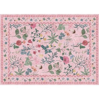 Washable Floral Area Rug for Living Room Bedroom Dining Room Non-Slip mark Resistant Floor Rug