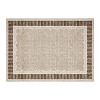 Modern Abstract Geometric Area Rug Washable Non-Slip Bordered Floor Cover Carpet for Living Room