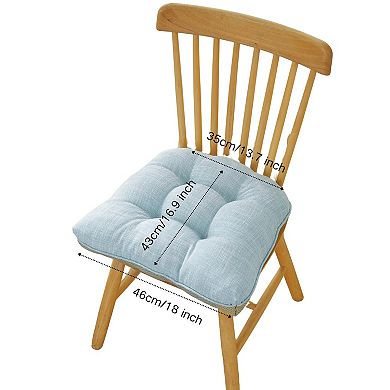 2 PCS Cotton-Linen Tufted Chair Cushion 18"X17"X2", Soft & Comfortable, Non-Slip with Ties
