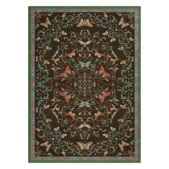 Farmhouse Boho Butterfly Floral Area Rug Super Soft Washable Rug, Low Pile Non-Slip Floor Mat