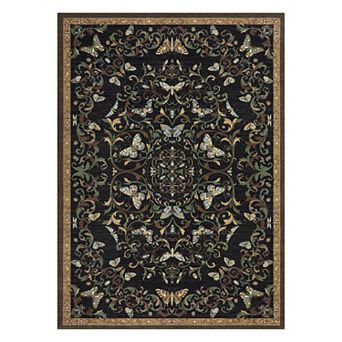 Farmhouse Boho Butterfly Floral Area Rug Super Soft Washable Rug, Low Pile Non-Slip Floor Mat