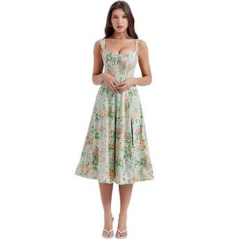 Women's Floral Smocked A Line Milkmaid Sundress Casual Cottagecore Daily Summer Outfit