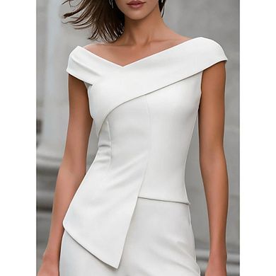 Off Shoulder Wrap Surplice Back Irregular Fitted Womens Tank For Evening Party Date Outfits
