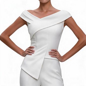 Off Shoulder Wrap Surplice Back Irregular Fitted Womens Tank For Evening Party Date Outfits