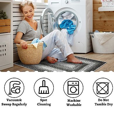 Braided Woven Pattern Washable Area Rug Soft Short Pile Surface Non-Shedding Pet-Friendly Carpet