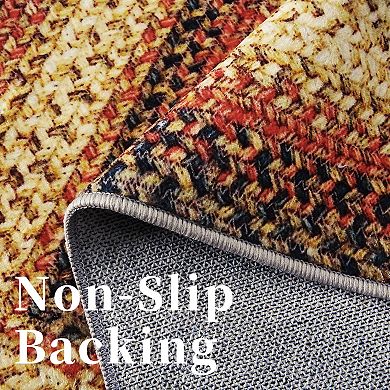 Braided Woven Pattern Washable Area Rug Soft Short Pile Surface Non-Shedding Pet-Friendly Carpet