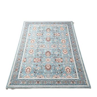 Vintage Washable Area Rug Soft Non-Slip Carpet for Living Room, Bedroom Modern Floral Boho