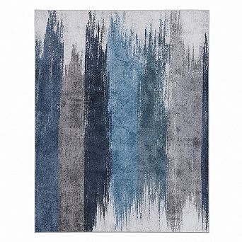 Washable Area Rug, Modern Abstract Print, Non-Slip, Foldable, for Living Room, Bedroom, Home Office