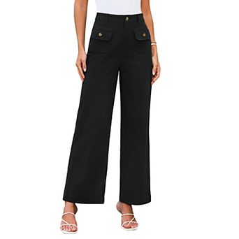 Womens Wide Leg Pants High Waisted Business Casual Dress Pants Palazzo Work Trousers with Pockets