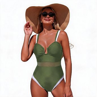 PioneerWorks One Piece Swimsuit Women Ruched Tummy Control Floral Print Bathing Suit