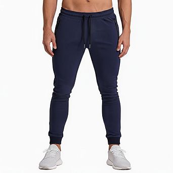 Mens Joggers Sweatpants Slim Workout Training Gym Jogger Pants with Zipper Pockets