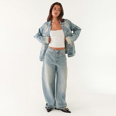 Women's Oversized Jeans Jacket Button Down Denim Coat