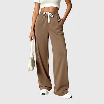 Womens Wide Leg Sweatpants Fall Spring Drawsting Baggy Jogger Athletic Trackpants