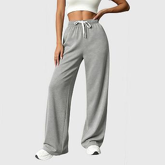 Womens Wide Leg Sweatpants Fall Spring Drawsting Baggy Jogger Athletic Trackpants