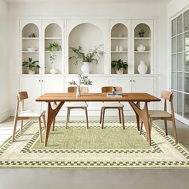 Washable Area Rug, Modern Grid Pattern, Non-Slip, Foldable, for Living Room, Bedroom, Dining Room