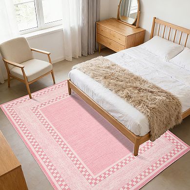 Washable Area Rug, Modern Grid Pattern, Non-Slip, Foldable, for Living Room, Bedroom, Dining Room