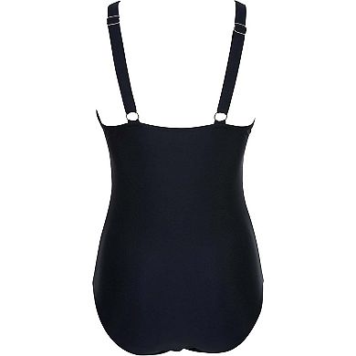 Women's Adjustable One-Piece Swimsuit with Open Back Detail, Ruched Sides and Supportive Straps