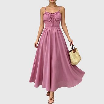 Women's Summer Maxi Dresses Boho Summer Wedding Guest Flowy Milkmaid Beach Vacation Outfits