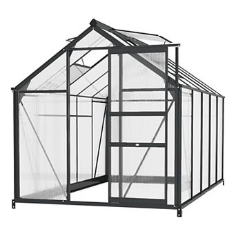 6x10 FT Walk-In Polycarbonate Greenhouse, All-Season Garden Sunroom for Plant Growth & Protection