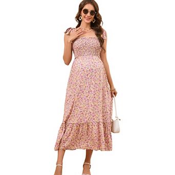 Women's Summer Adjustable Tie Strap Smocked Sun Soft Maxi Dress Casual Ruffle Cami Swing Long Dress