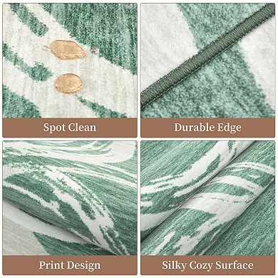 Soft Machine Washable Geometric Area Rug Modern Abstract Design, mark Resistant Carpet