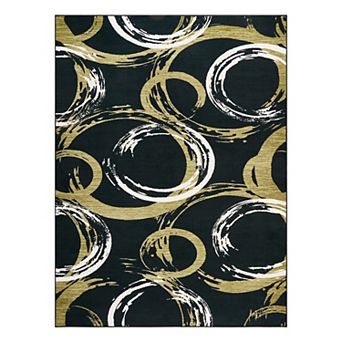 Soft Machine Washable Geometric Area Rug Modern Abstract Design, mark Resistant Carpet