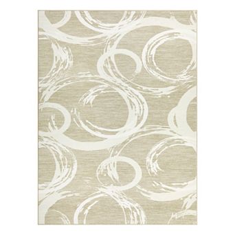 Soft Machine Washable Geometric Area Rug Modern Abstract Design, mark Resistant Carpet