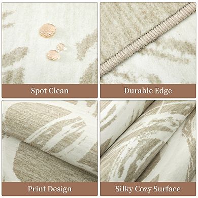 Soft Machine Washable Geometric Area Rug Modern Abstract Design, mark Resistant Carpet