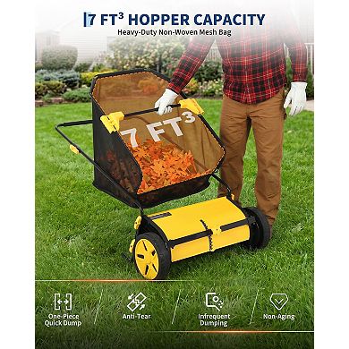 21 in Manual Leaf & Grass Collector with 3.5 Cu. ft. Large Mesh Bag