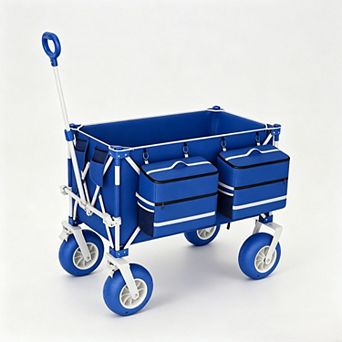 Collapsible Beach Wagon Cart with 9" Inflatable All-Terrain Wheels, 330 lbs Capacity