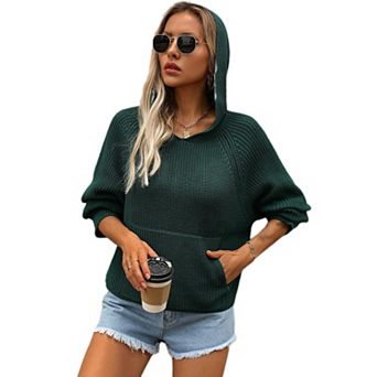 Women Casual Pullover Sweater Long Sleeve Knit Hoodies