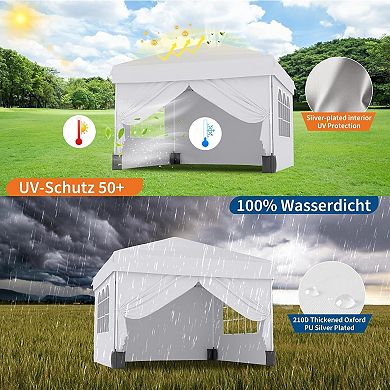 10x10 Folding Gazebo Tent 4 Removable Sidewalls, Waterproof, UPF 50+ Sun Protection, Easy Setup