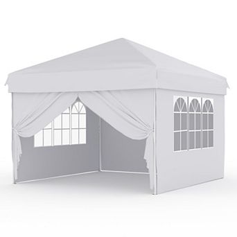 10x10 Folding Gazebo Tent 4 Removable Sidewalls, Waterproof, UPF 50+ Sun Protection, Easy Setup