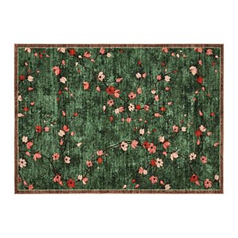 Vintage Area Rug Floral Area Rug Washable Carpet for Living Room Bedroom Dining Room