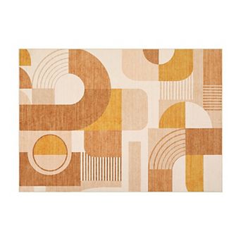 Boho Geometric Runner Rug Modern Abstract Washable Non-Slip Carpet Accent Throw for Bedroom