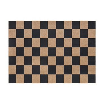 Washable Easy Jute Area Rugs Modern Checkered Carpet Accent Rug Outdoor Rug for Backyard Patio
