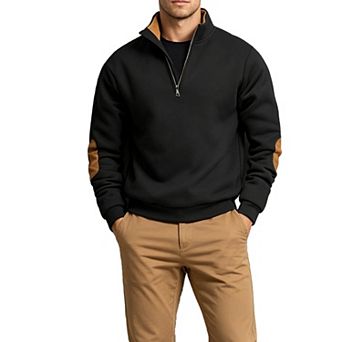 Men Quarter Zip Pullover Stand Collar Sweatshirt Long Sleeve Casual Fall Winter Top
