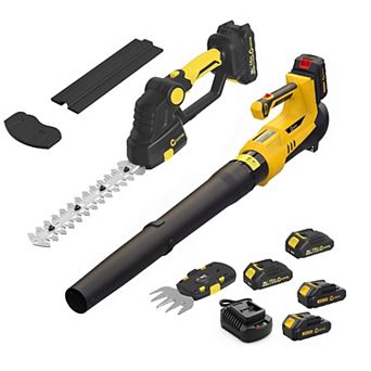 20V Electric Hedge Trimmer & Leaf Blower Combo - Efficient Shrub & Lawn Cleaning