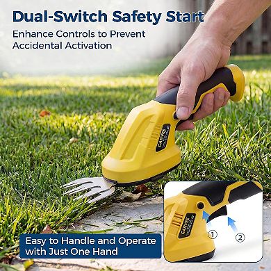 Powerful Wireless Garden Tool Set 7.2V Electric Hedge Trimmer & 20V Leaf Blower