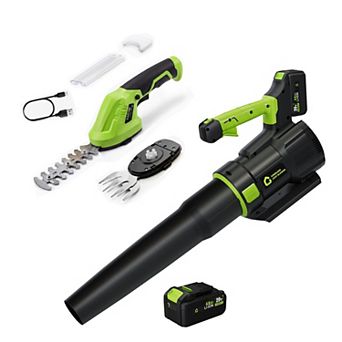 Powerful Wireless Garden Tool Set 7.2V Electric Hedge Trimmer & 20V Leaf Blower
